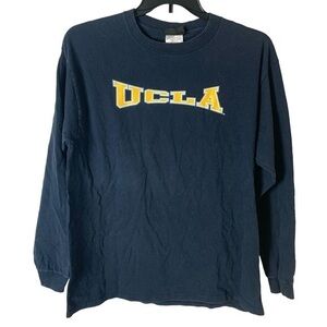Vintage UCLA Bruins Roster 19 Basketball Tee Top Long Sleeve Navy Blue Size L